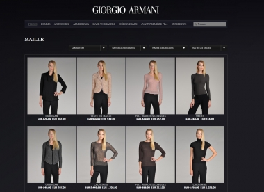 <p>Capture d'&eacute;cran du site internet Giorgio Armani</p>