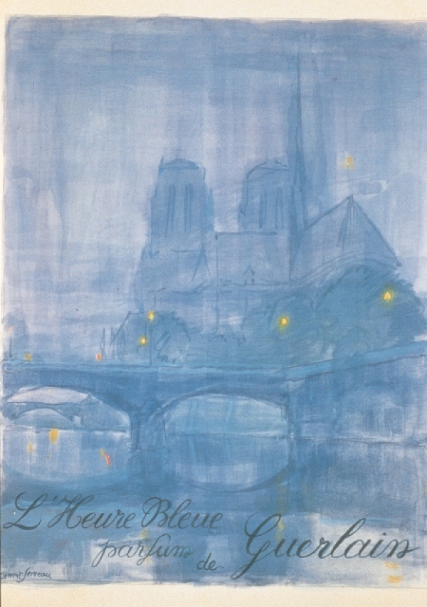 L'affiche de Clément Sevreau pour L'Heure Bleue de Guerlain en 1912.