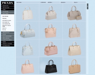 <p>Capture d'&eacute;cran du site internet Prada</p>