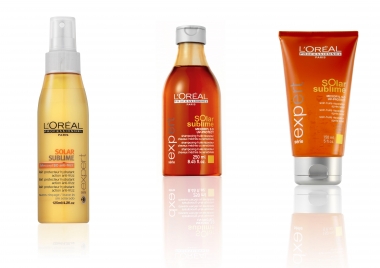 <p>La gamme de produits Solar Sublime de L'Or&eacute;al Professionnel</p>