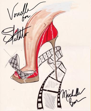Un croquis de Michelle Boor, directrice artistique de Vouelle, en exclusivité pour Stiletto