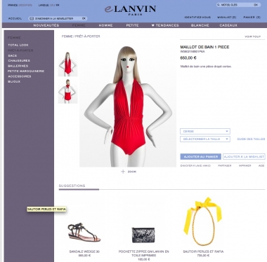 <p>Capture d'&eacute;cran du site internet Lanvin</p>