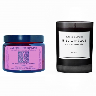 <p>L&rsquo;odeur du papier<br />
Bougie Casanova (amande et magnolia), JARDIN D&rsquo;ECRIVAIN, en vente &agrave; la librairie La Man&oelig;uvre.<br />
Bougie Biblioth&egrave;que (p&ecirc;che, prune, violette, patchouli, cuir et vanille), BYREDO, en vente chez Colette et au Bon March&eacute;.<br />
&nbsp;</p>