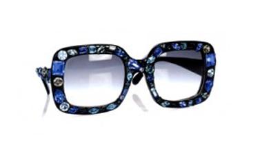 Solaires strass turquoise et verres gris, LANVIN collection été 2009